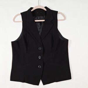Womens Sz L Button Up Peplum Sleeveless Blazer Suit Vest Tailored Waistcoat